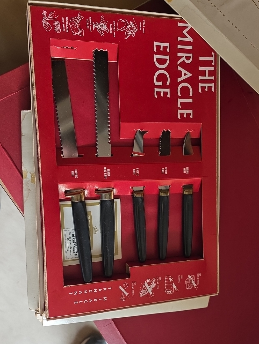 The Miracle Edge Vintage Knife Set, Never Used.